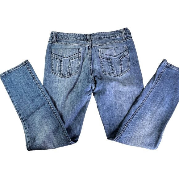Miley Cyrus Thrashed Distressed Blue Jeans Almost Trashed Womens Size 14 - Picture 6 of 11